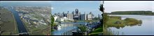 Compilation of three images showing rivers