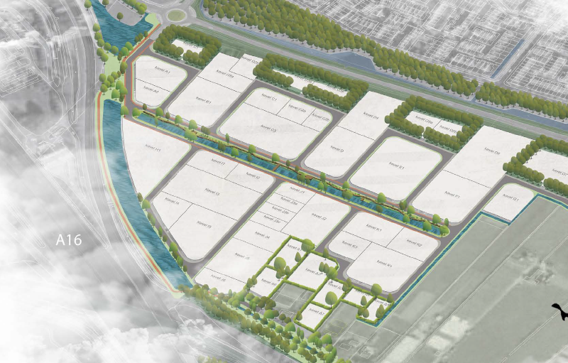 Map of the industrial estate showing the ecological connecting zone