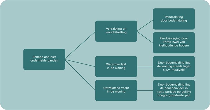 Afbeelding: Dit schema toont de verschillende oorzaken van schade aan panden die niet zijn onderheid.